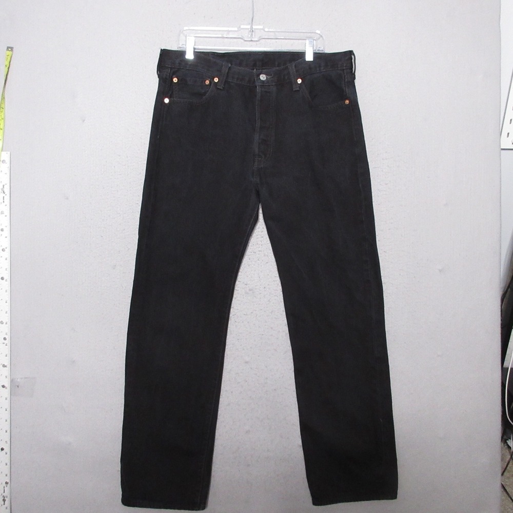 Levis 501 Jeans Men 36x32 Original Fit Faded Black Button Fly 90s Iconic Grunge